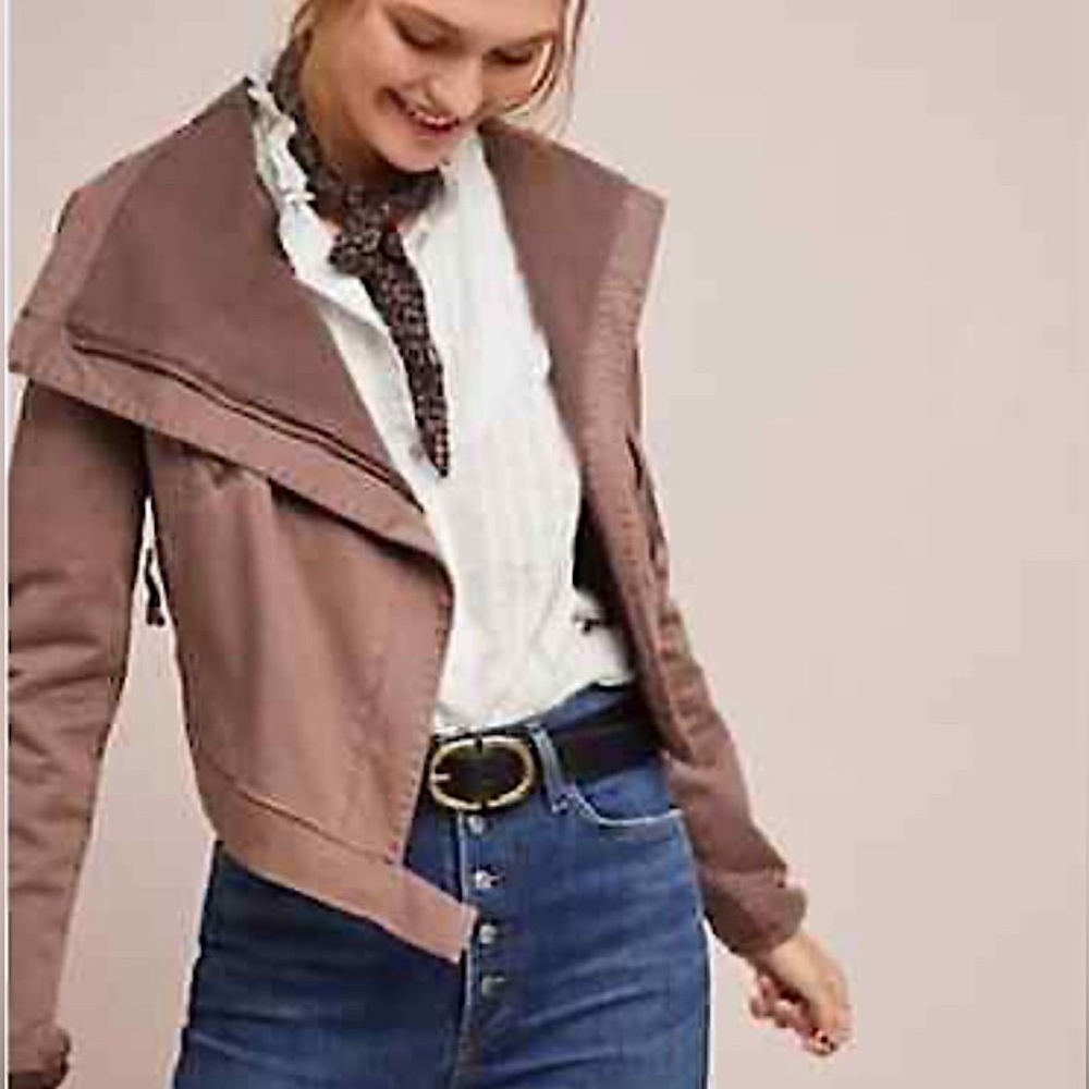 Anthropologie Marrakech Chino Lined Moto Bomber Brown Jacket S $148
